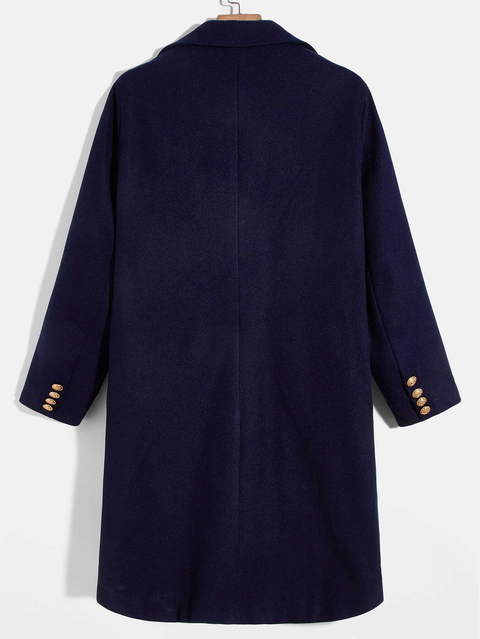 Navy Double Breasted Overcoat with Gold Buttons