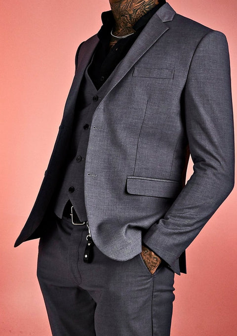 Slim fit plain grey blazer/suit