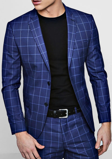 Blue checkered box blazer/suit