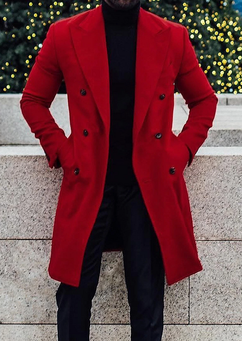 Red Double Breasted Overcoat