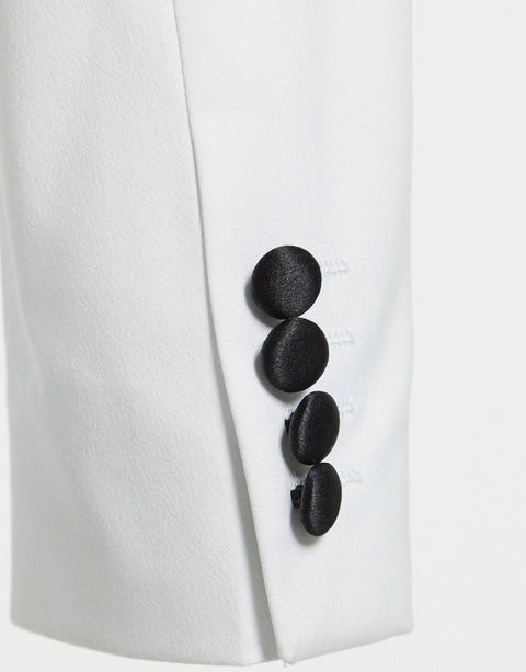 White Tuxedo Suit With Black Lapel