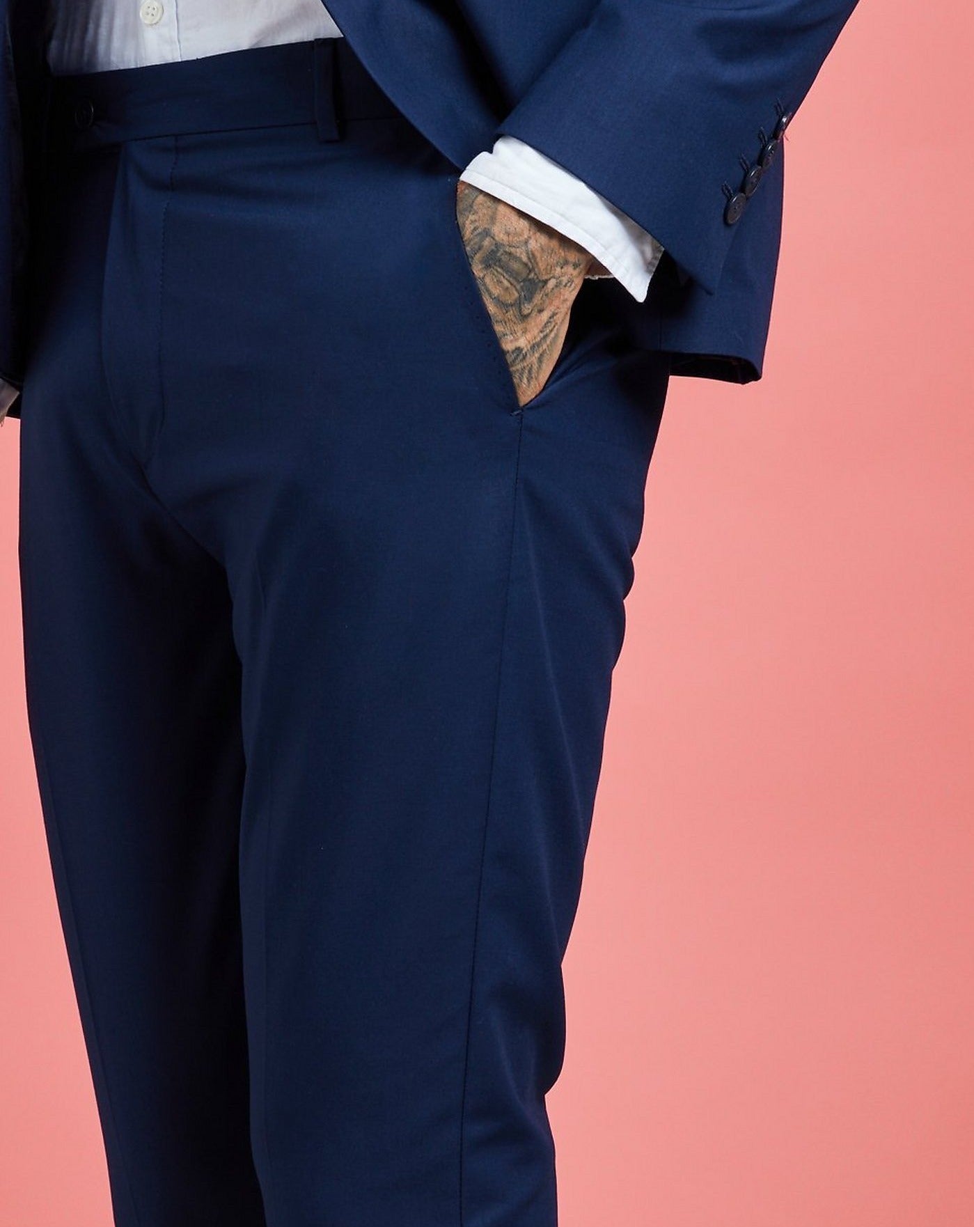 Navy blue 100 linen suit trousers  Massimo Dutti