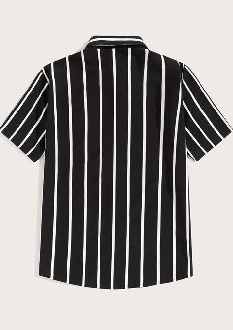 Black short sleeves shirt with stripes