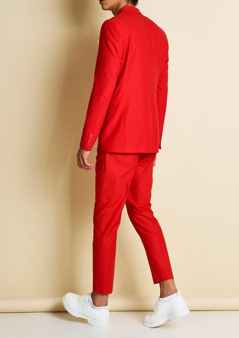 Slim Red Notch Lapel Suit