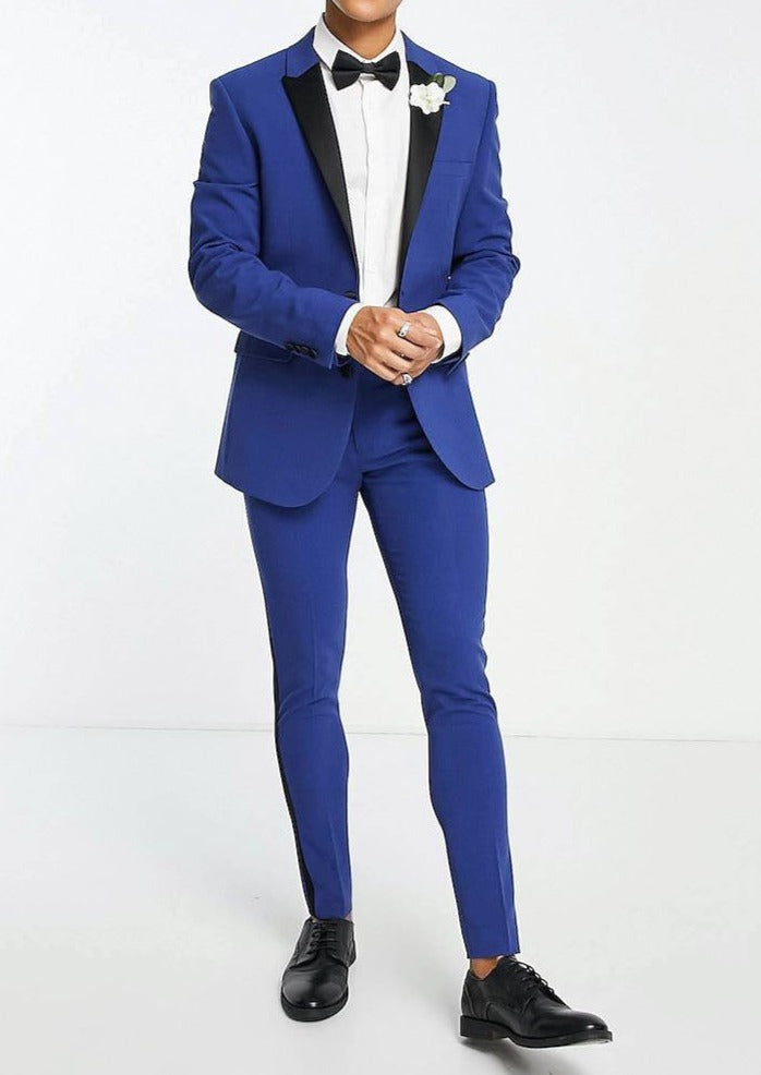 Blue tuxedo suit for cheap wedding