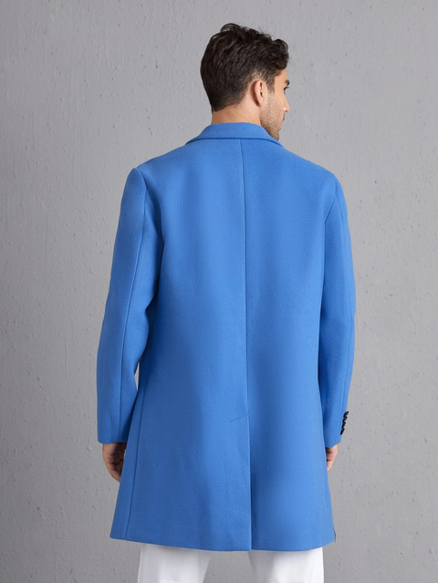 Notch Lapel Blue Overcoat