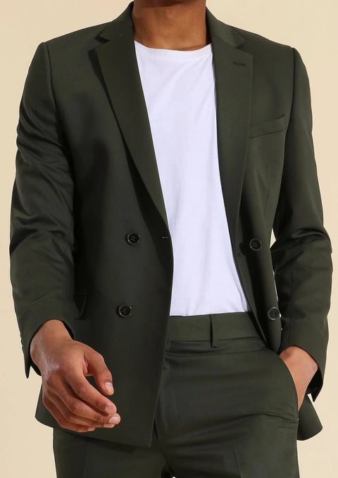 Olive Green Double Breasted Suit