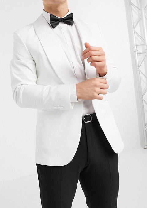 White Shawl Lapel Tuxedo Blazer | Suit