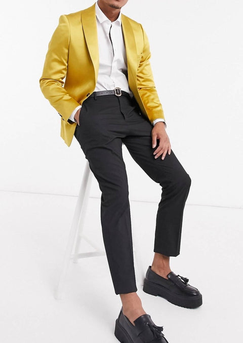 Yellow Shawl Collar Tuxedo Blazer