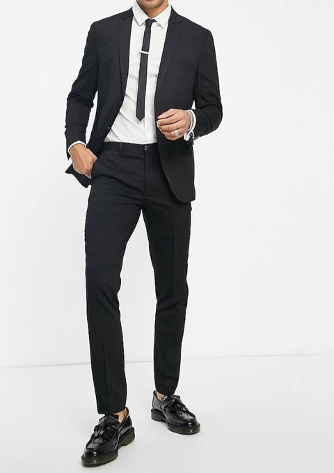 Notch Lapel Black Slim Fit Suit