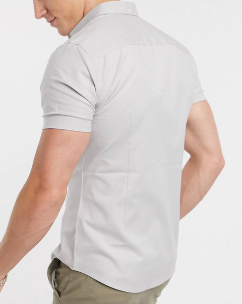 Short sleeve muscle fit shirt in grey