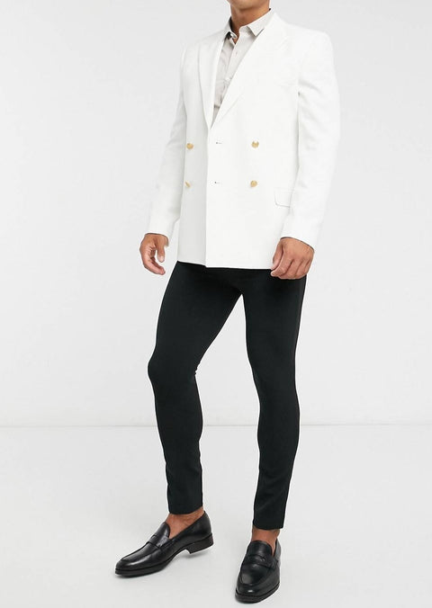 White Double Breasted Blazer/ suit with Gold Buttons