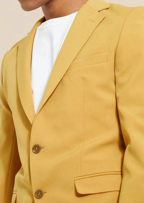 Dusky Yellow Single Breasted Notch Lapel Blazer Suit