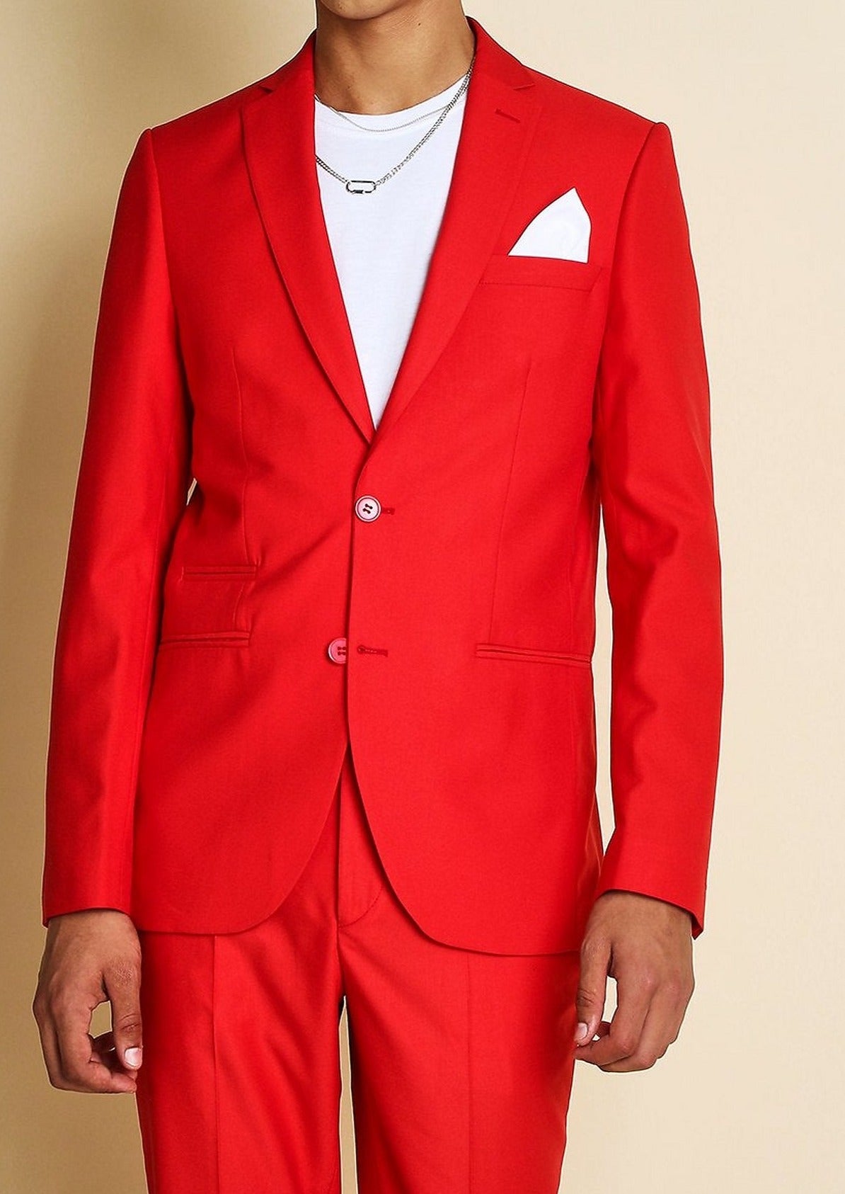 Slim Red Notch Lapel Suit – Tumuh