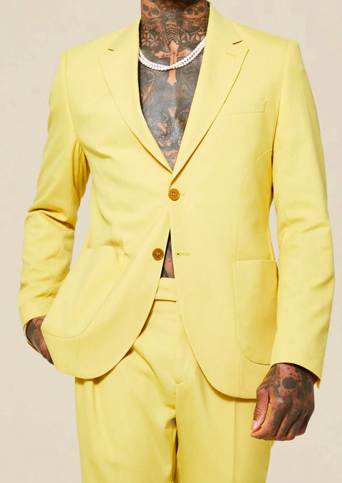 Yellow Slim Fit Suit with Notch Lapel