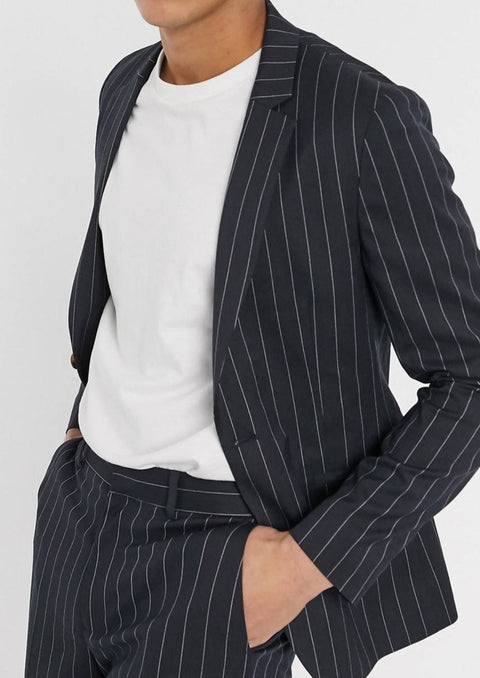 Navy Pin Striped Slim Fit Suit