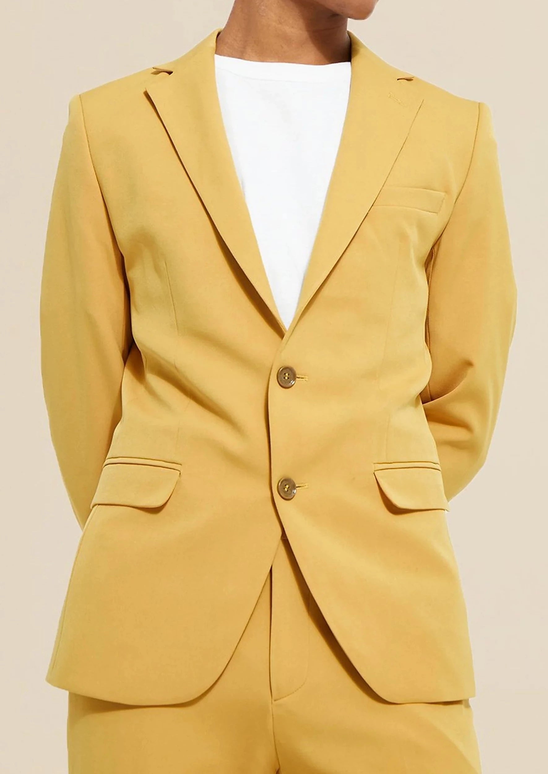 Ferrecci Cotton Slim fit Yellow Notch Lapel 2 Button Seersucker Suit Vest  Optional