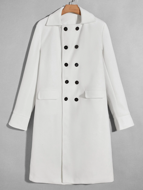 White Double Breasted Overcoat