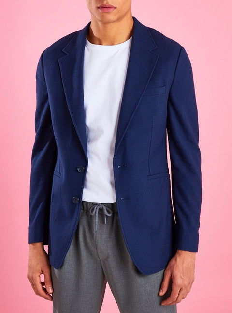 Slim Fit Blue Pique Blazer