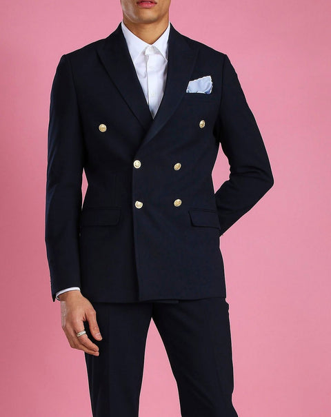 NAVY SKINNY FIT DOUBLE BREASTED SUIT JACKET india bangalore