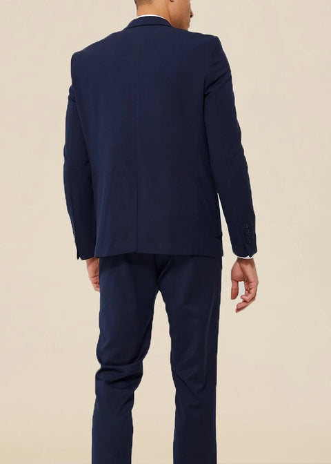 Navy Slim Suit Jacket With Utility Pocket
