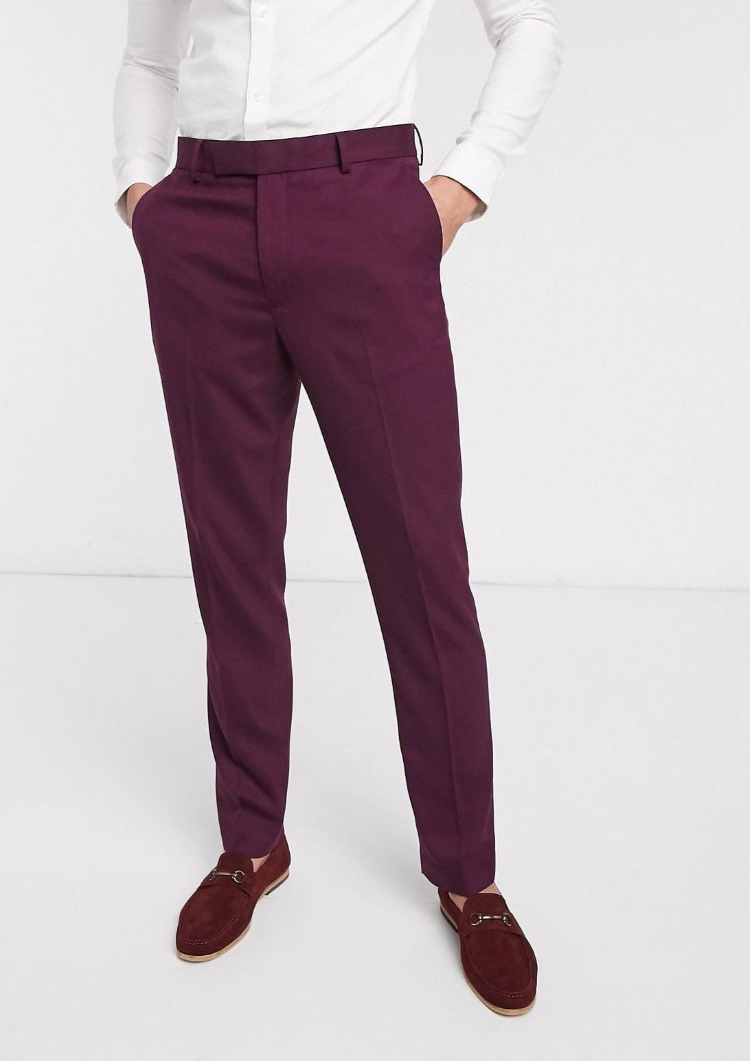 ASOS DESIGN wide leg suit trousers in burgundy twill  ShopStyle