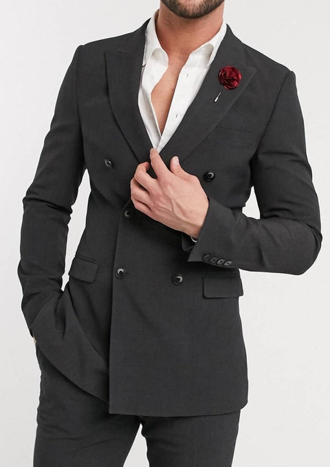 Charcoal Double Breasted Blazer Suit