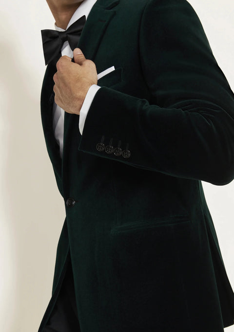 Tailored Fit Green Velvet Tuxedo Jacket