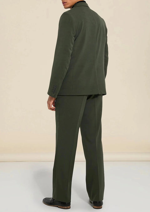 Relaxed Fit Olive Green Suit