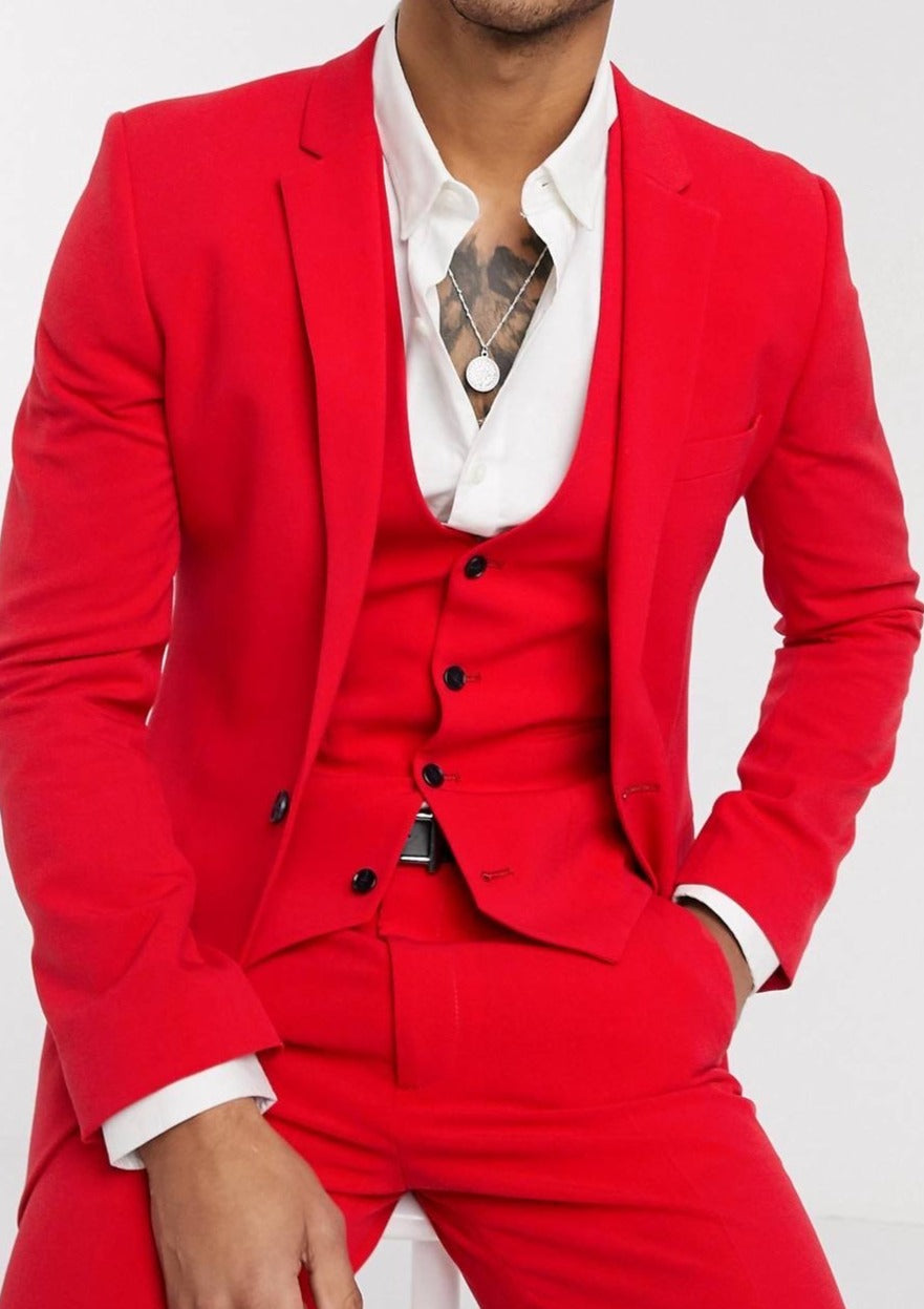 Men's Velvet Wine Red Fashion Suit Blazer