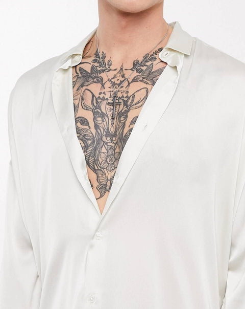 Relaxed fit satin shirt