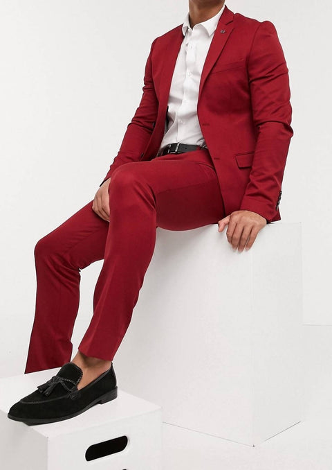 Red Slim Fit Suit