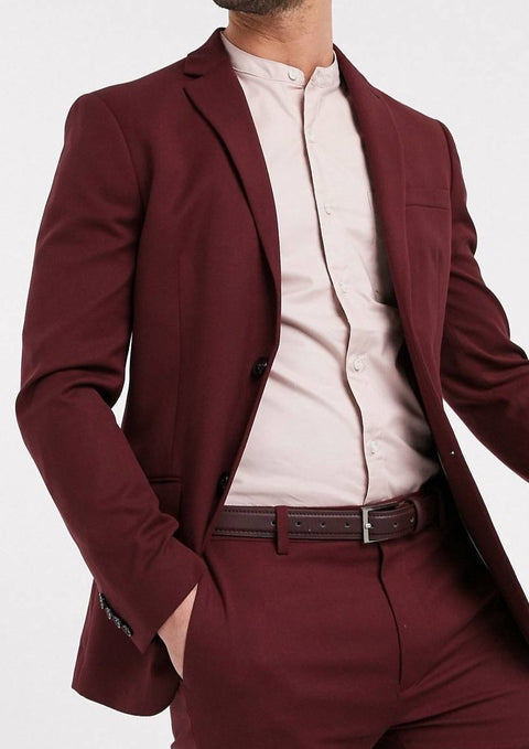 Burgundy Slim fit Suit / Blazer