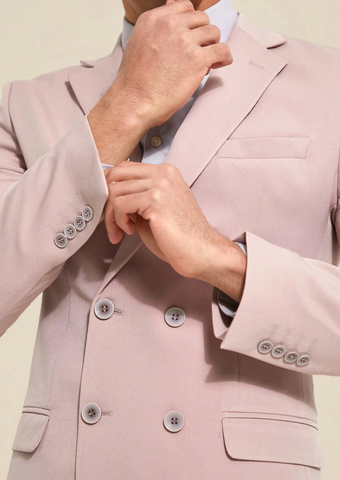 Dusty Pink Double Breasted Suit Jacket