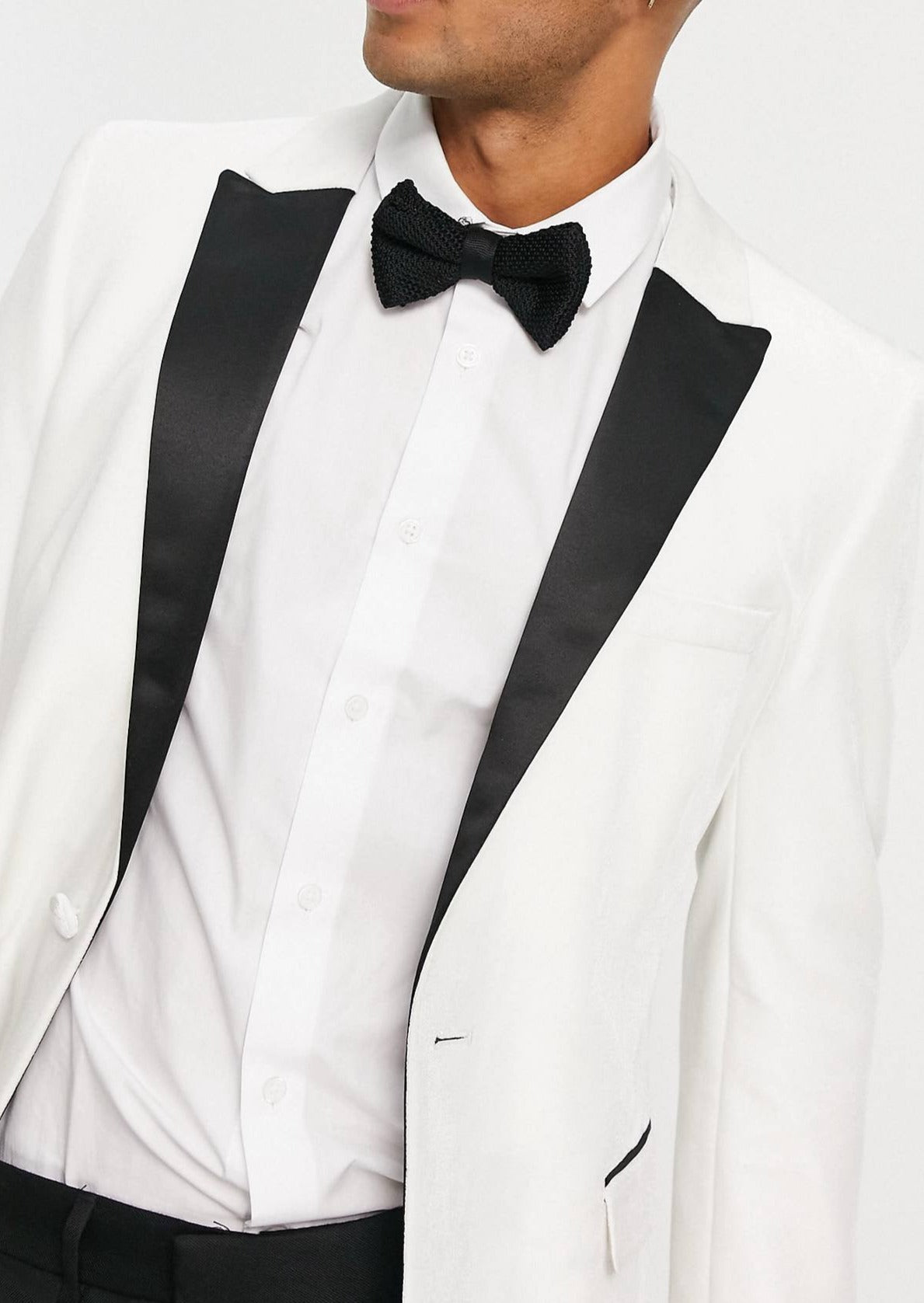 White suit jacket sale with black lapel