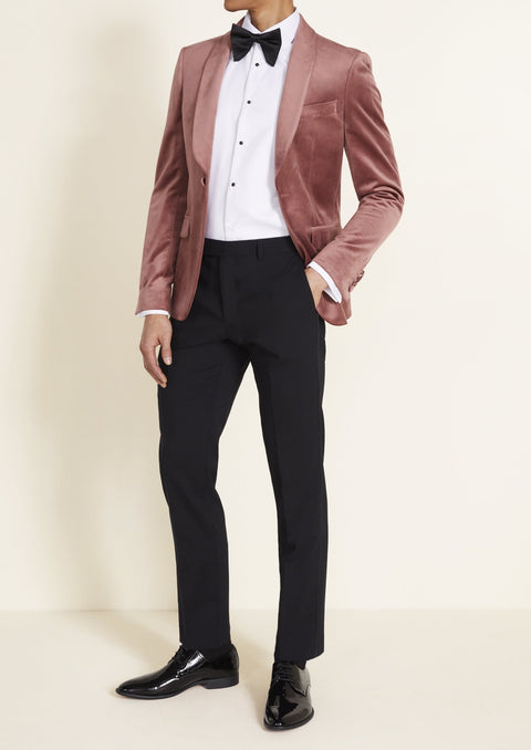 Slim Fit Dusky Pink Velvet Tuxedo Blazer Suit
