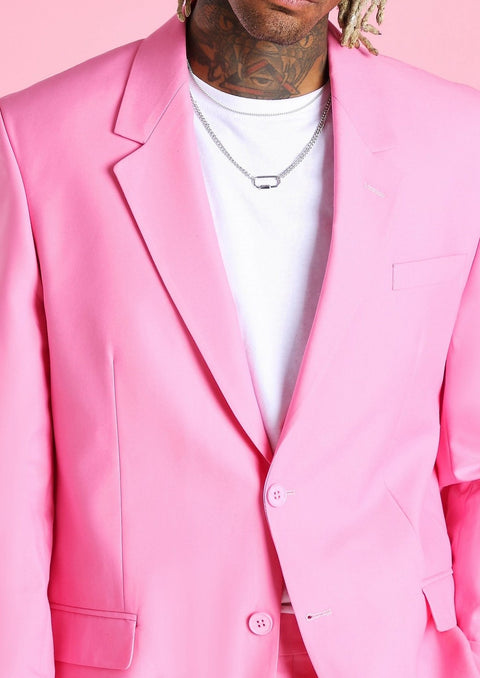 Pink slim fit suit