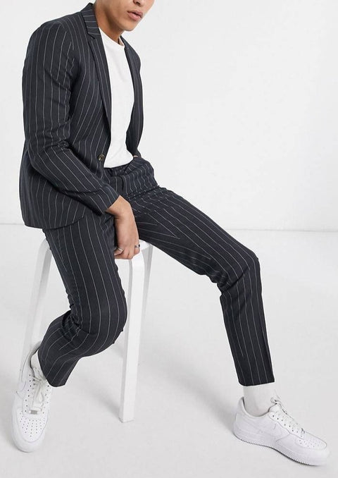 Navy Pin Striped Slim Fit Suit