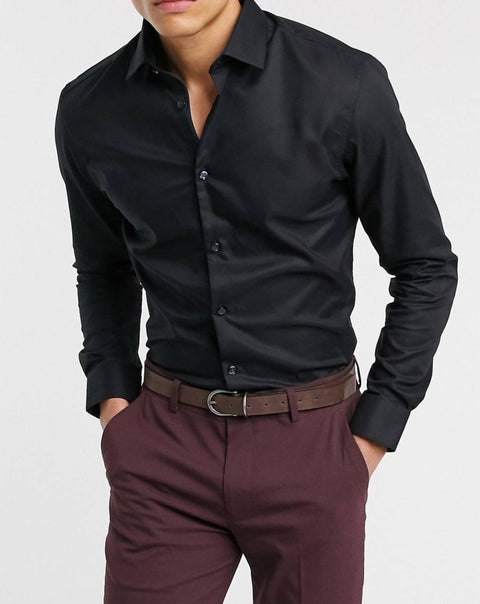Black slim fit smart shirt