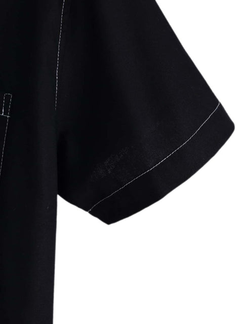 Black shirt with white contrast stitching