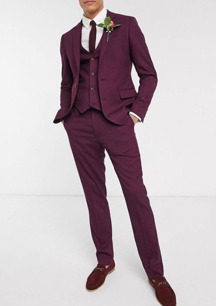 Burgundy Wedding Slim Suit Tumuh