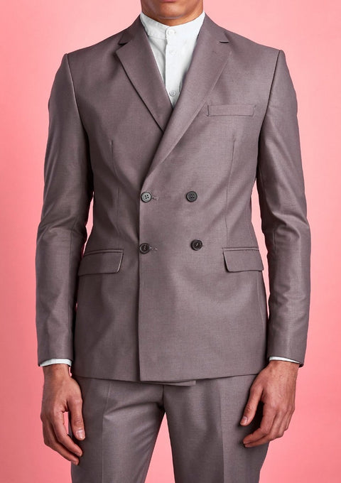 Plain Double Breasted Suit Jacket