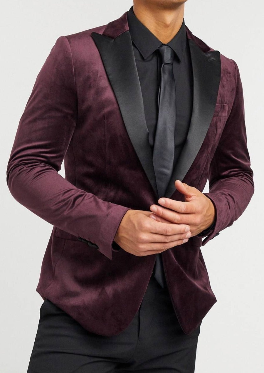 Purple velvet hot sale tuxedo jacket