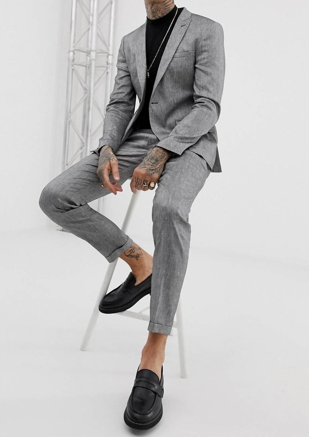 On Sale in Outlet - Laken Grey Melange Suit Trouser, GREY MARL | Barkers NZ