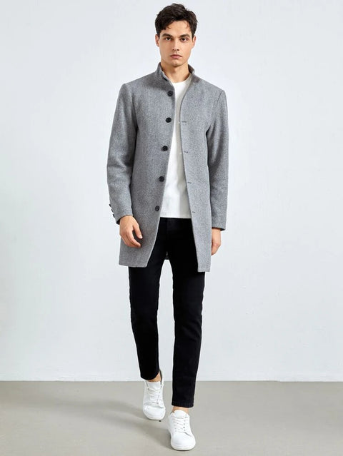 Slim Fit Grey Overcoat Jacket