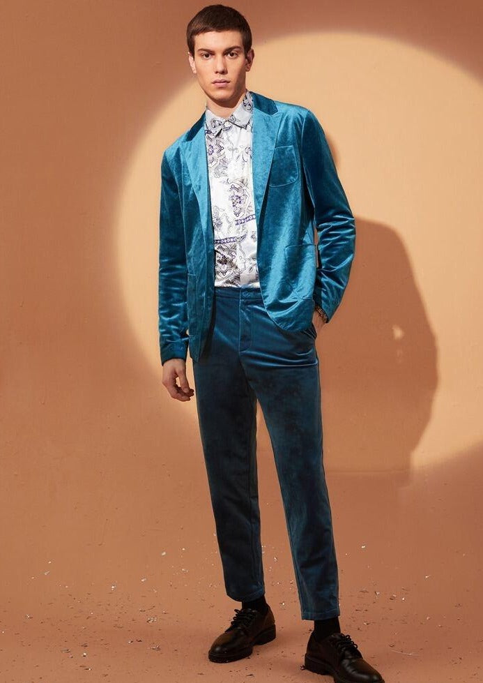 Turquoise shop velvet suit