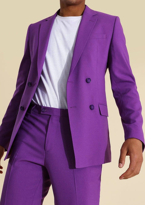 Double Breasted Blazer Suit in Purple