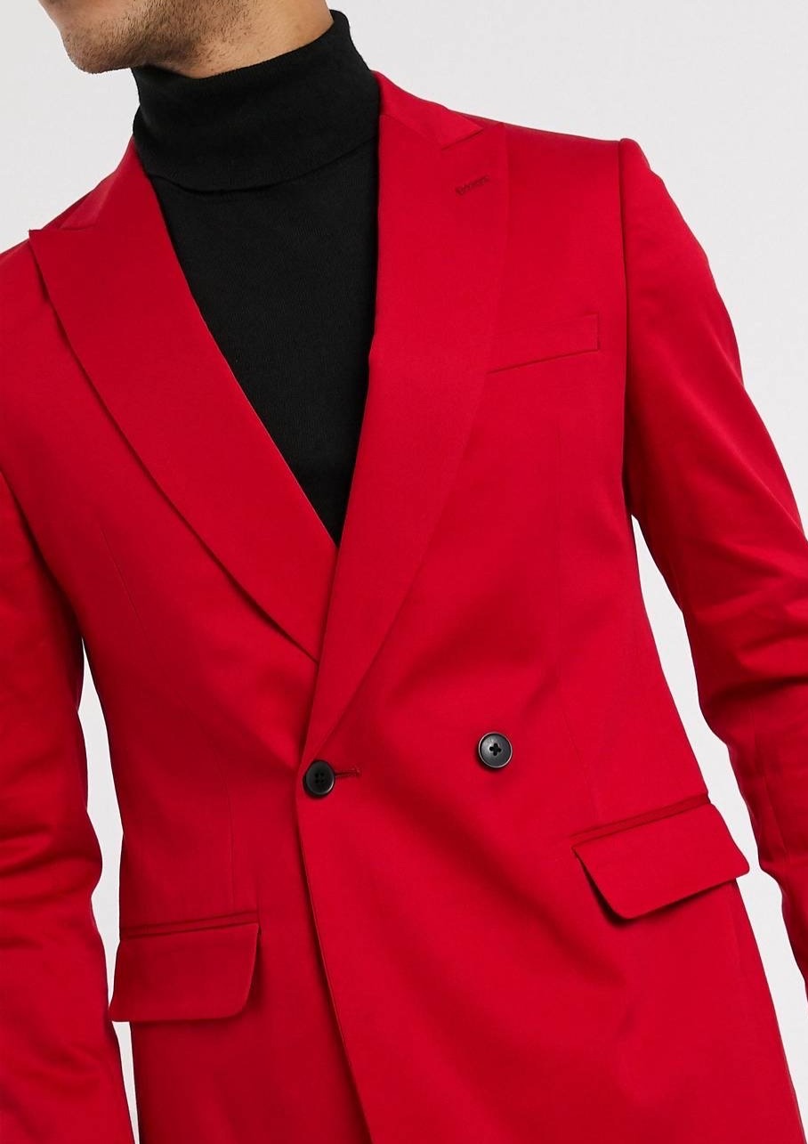 Red double discount breasted blazer mens