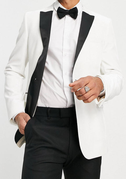 White Velvet Tuxedo Blazer/Suit with Peak Lapel Tumuh