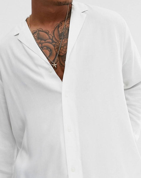 Relaxed fit shirt with low revere collar